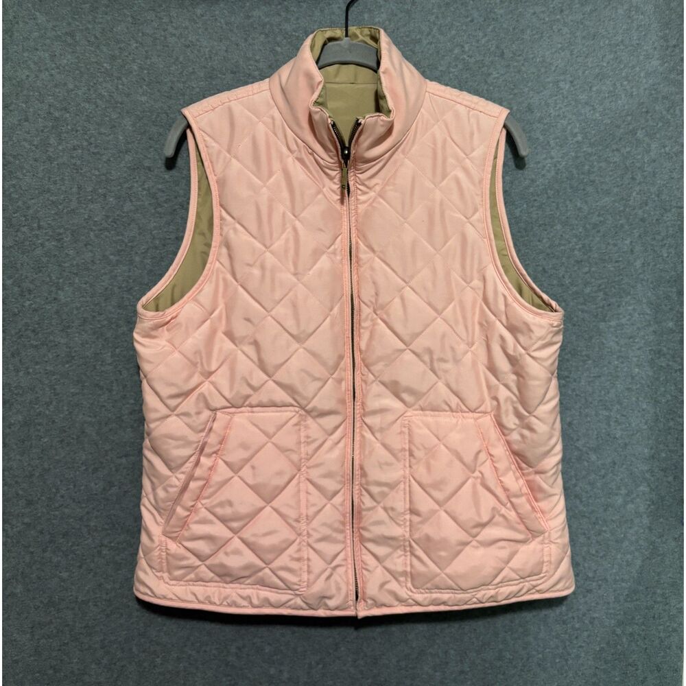 Chaps Quilted Puffer Vest‎ Pink Preppy Lightweight Zip L Classic Feminine Layer